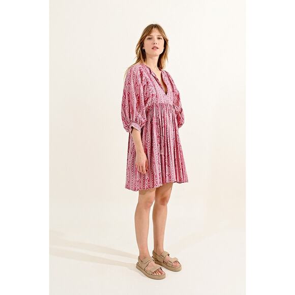 Molly Bracken Printed Mini Dress with Puffed Sleeves Size XS - Picture 3 of 9